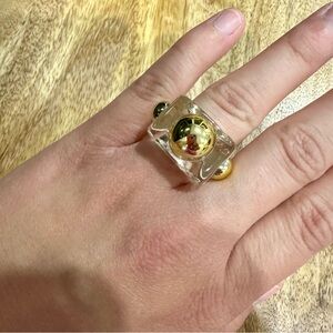 Clear Acrylic and Gold Ring
